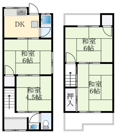 萩原天神駅 徒歩5分 1-2階の物件間取画像